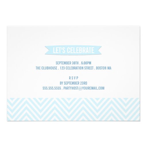 Chevron Blue | White Sweet 16 Photo Birthday Party Personalized Invitation