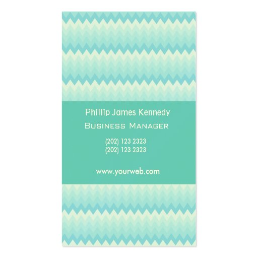 Chevron Business W/ Appointment -Sea Green Business Card Template (front side)