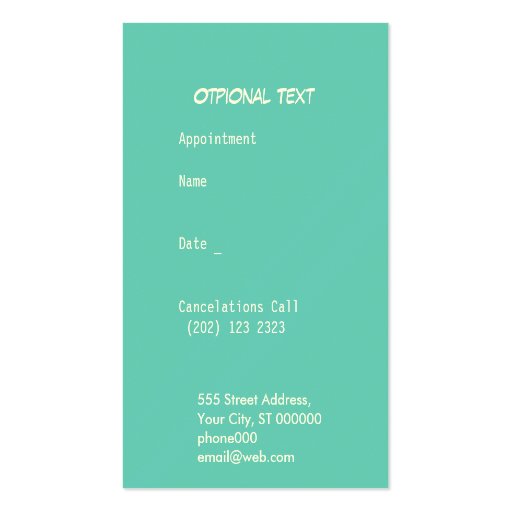 Chevron Business W/ Appointment -Sea Green Business Card Template (back side)