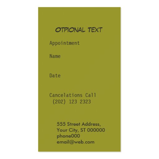 Chevron Chemical Green W/ Appointment Business Cards (back side)