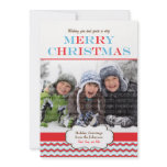 Chevron Christmas (Red &amp; Blue) Holiday Photo Card Custom Announcements