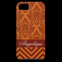 Chevron Damask Designer orange | russet casemate cases