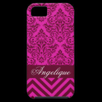 Chevron Damask Designer orchid | burgundy casemate cases