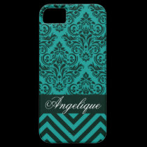 Chevron Damask Designer teal | evergreen casemate cases