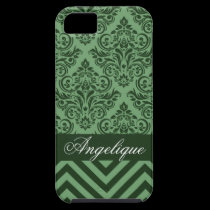 Chevron Damask Designer willow | evergreen casemate cases