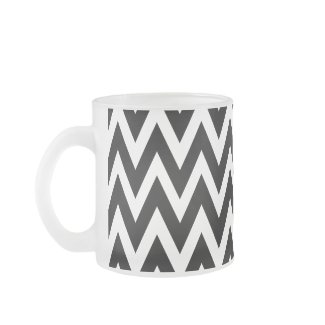 Chevron Dreams black and white frosted glass mug