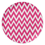 Chevron Dreams fuschia and white Party Party Plate