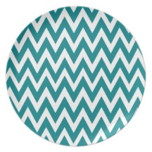 Chevron Dreams teal and white Party Party Plate