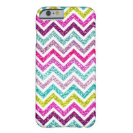 Chevron Faux Glitter Rainbow Coloful Girly Bling Barely There iPhone 6 Case