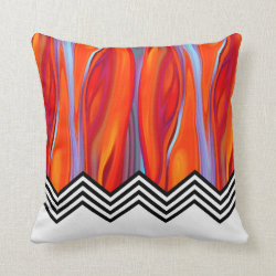 Chevron Flame | red orange blue lilac black white Throw Pillows