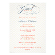 Chevron & Flowers Graduation Custom Invites