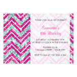 Chevron Glitter Pink & Blue Bling Birthday Party Invitations