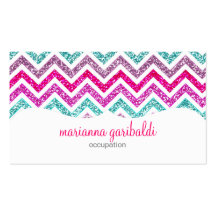 Chevron Glitter Rainbow Coloful Girly Bling Business Card