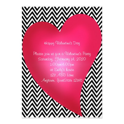 Chevron Heart Valentine's Day Party Invitation (front side)