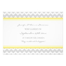 Chevron Lemon Gray Elopement Announcement Cards