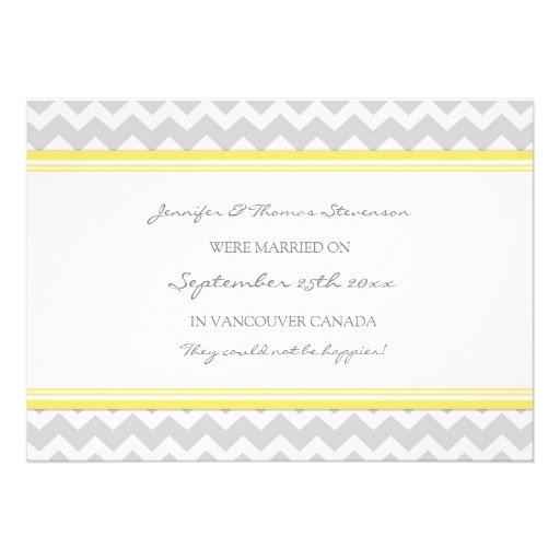 Chevron Lemon Gray Elopement Announcement Cards