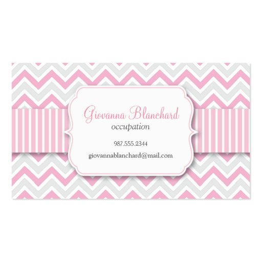 Chevron Modern Stylish Pink Business Cards (front side)