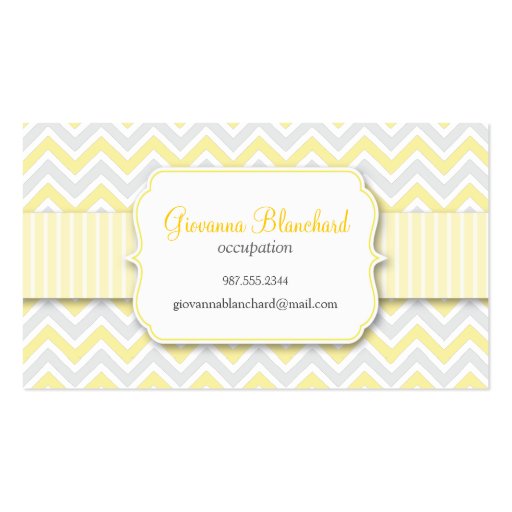 Chevron Modern Stylish Yellow Business Card (front side)