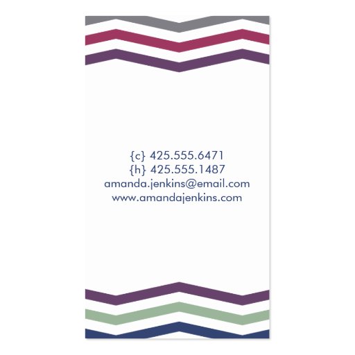 Chevron Multi-Color Calling Card Business Card Template (back side)