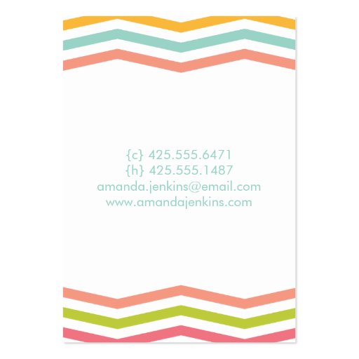 Chevron Multi-Color Calling Card Business Card Template (back side)