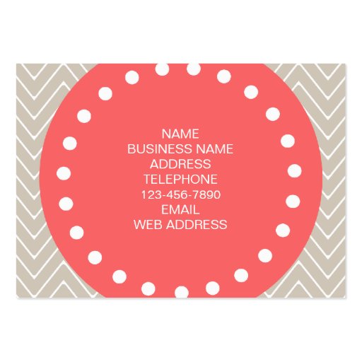 Chevron Pattern 2A Monogram Beige Coral Business Cards (back side)