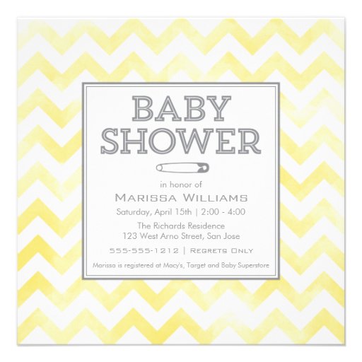 Chevron pattern Baby Shower invitation