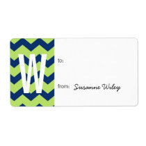 Chevron pattern blue green to from holiday gift labels