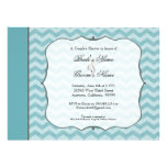 Chevron Pattern Bracket Frame Teal Couple's Shower Announcements
