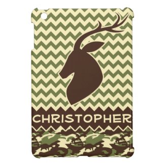 Chevron Pattern Buck Camouflage Monogram iPad Mini Cases