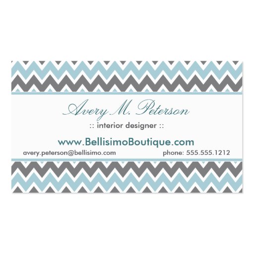 Chevron Pattern Business Card (blue/grey) (back side)