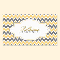 Chevron Pattern Business Card (lemon/grey) business cards