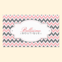 Chevron Pattern Business Card (pink/grey) business cards