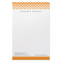 Chevron Pattern Custom Stationery (tangerine)