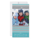 Chevron Pattern Family Holiday Photocard (aqua)