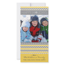 Chevron Pattern Family Holiday Photocard (yellow) Photo Card