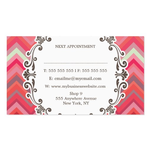 Chevron Pattern Hair Stylist Appointment Cards Business Card (back side)