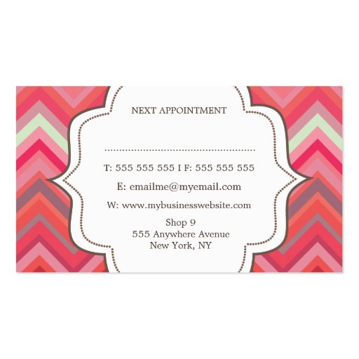 Chevron Pattern Hair Stylist Appointment Cards Business Card Templates (back side)