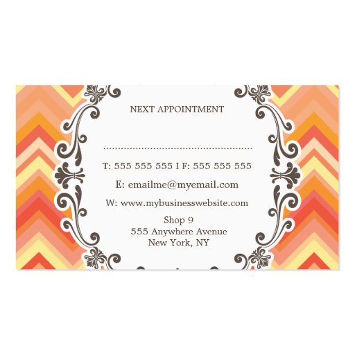 Chevron Pattern Hair Stylist Appointment Cards Business Cards (back side)