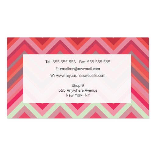 Chevron Pattern Hair Stylist Fashion Template Business Cards (back side)