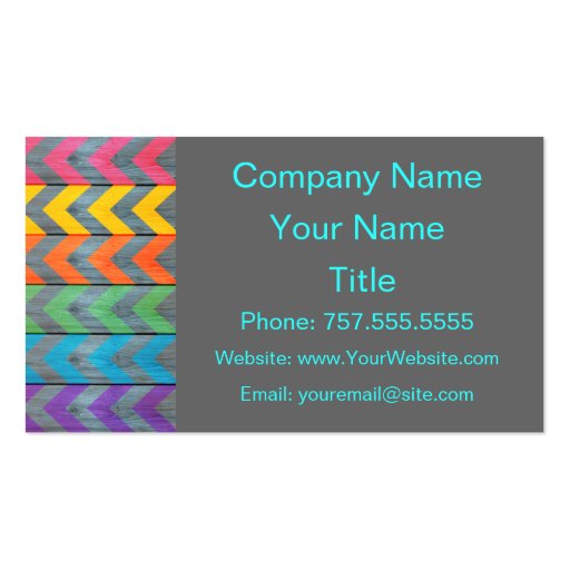 Chevron Pattern On Wood Texture Business Cards (back side)