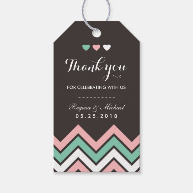 Chevron Pattern Pink and Blue Wedding Gift Tag Pack Of Gift Tags