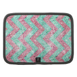Chevron Pattern, pink & teal glitter photo print Planners