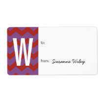 Chevron pattern red purple to from holiday gift labels
