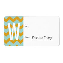 Chevron pattern yellow blue to from holiday gift labels