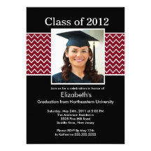 Chevron Photo Graduation Invitation - Maroon Black