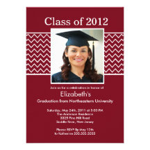 Chevron Photo Graduation Invitation - Maroon White