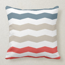 Chevron Pillow in Stormy/Sand/Tangerine Multi