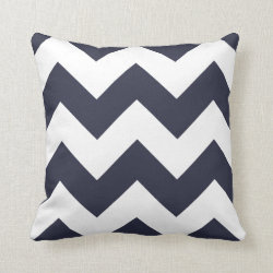 Chevron Pillow with Navy Blue Zigzag