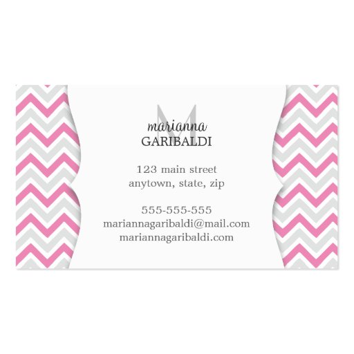 Chevron Pink and Modern Personalized Business Card (back side)