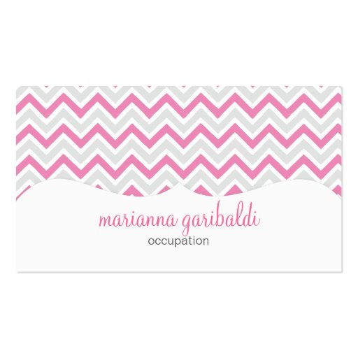 Chevron Pink and Modern Personalized Business Card (front side)